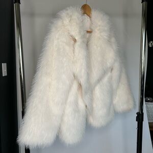 White faux fur jacket